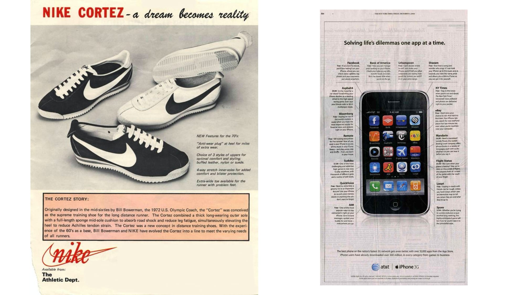 Photo of old Nike and Apple advertisements