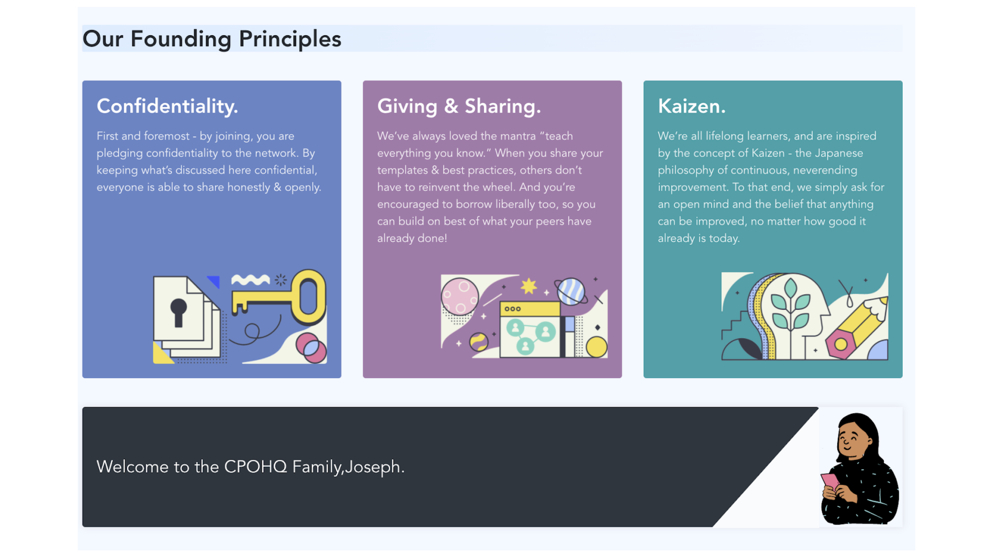 Photo of the CPOHQ Founding principles
